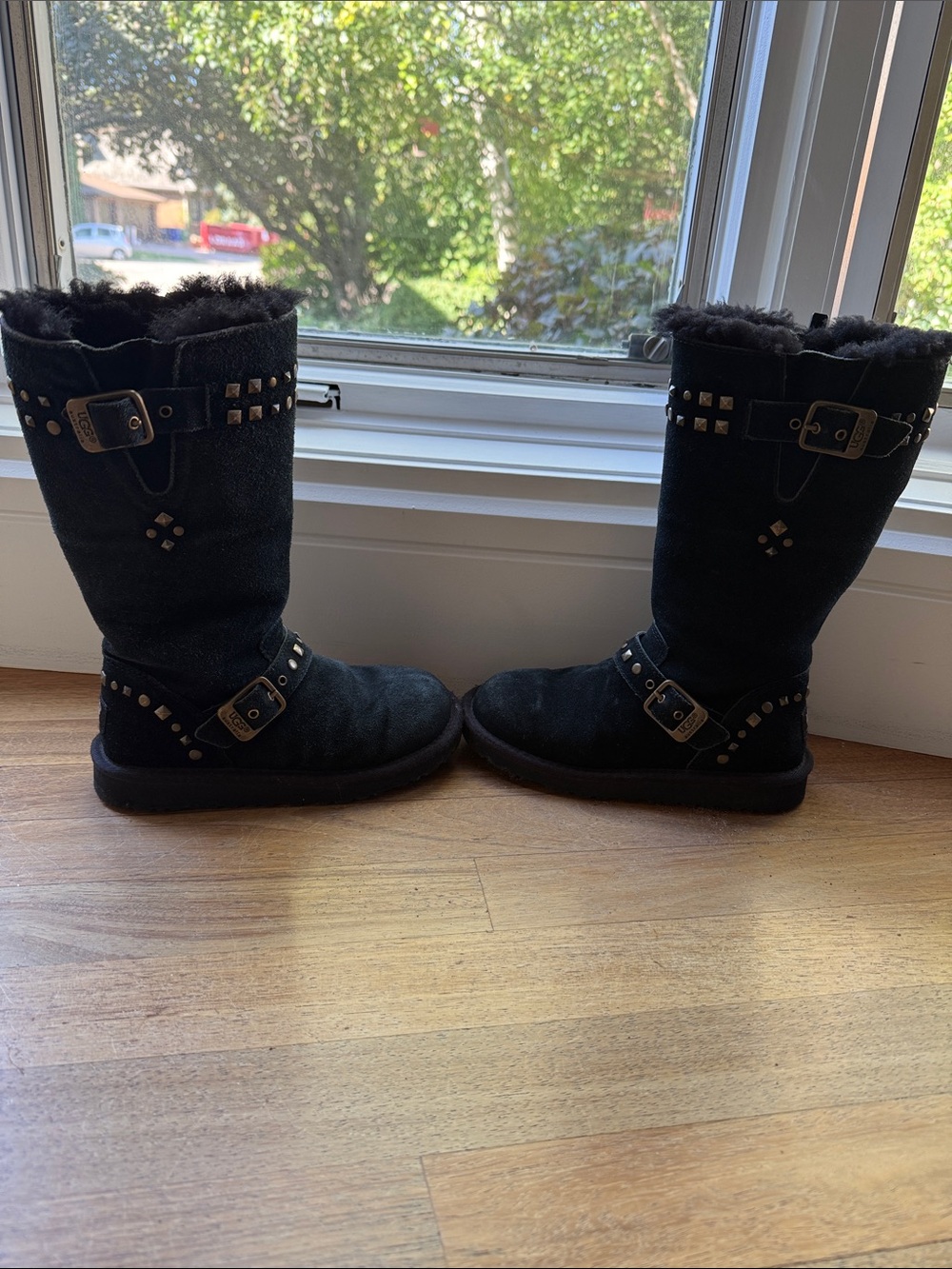 UGG Black Studded Shearling Mid-Calf Boots
